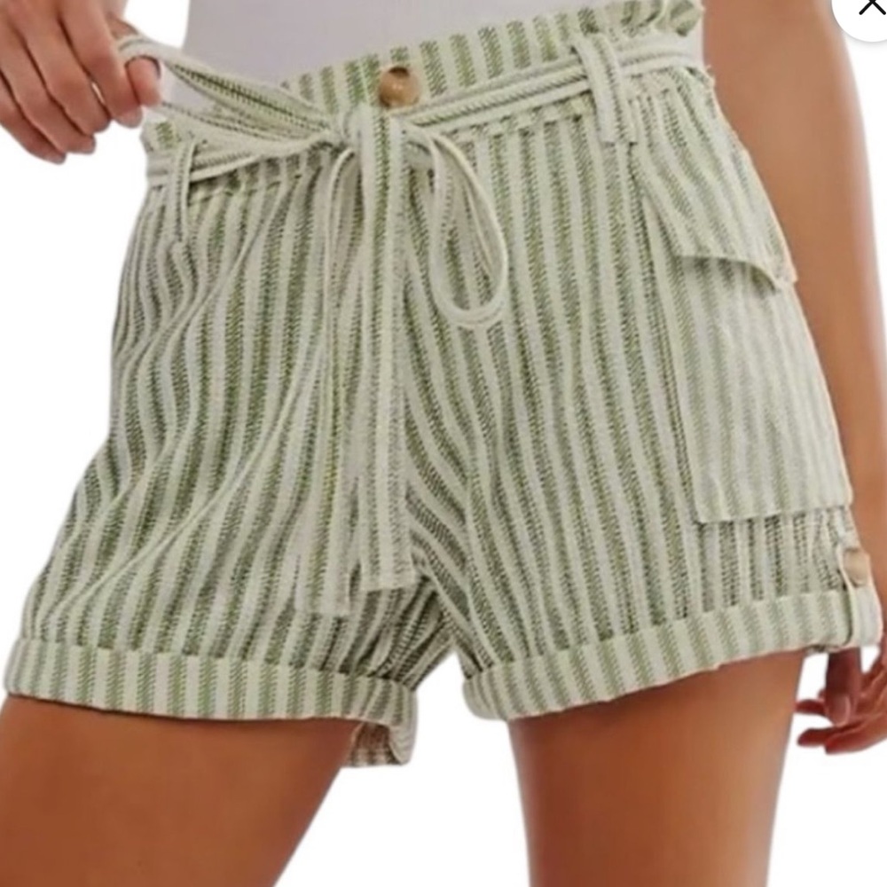 Free People Green Striped Women's Cargo Shorts